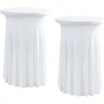 2pcs/Set 32x43"/24x43" Spandex Round Tablecloth, Elastic Fitted Circular Tablecovers For Bars, Pubs, Weddings, Parties, Banquets, Birthdays