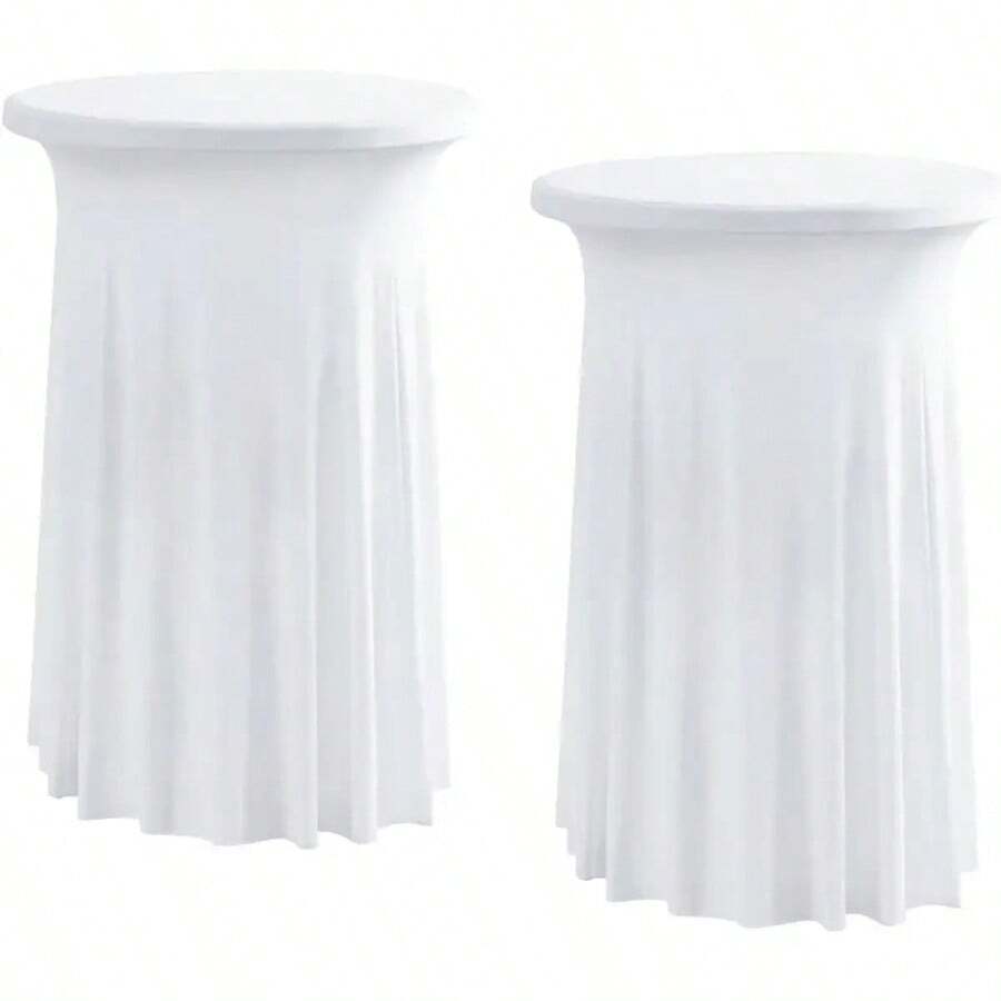 Set de 2 manteles redondos de 32x43"/24x43" de estilo elástico y ajustado en spandex para bares, pubs, bodas, fiestas, banquetes y cumpleaños