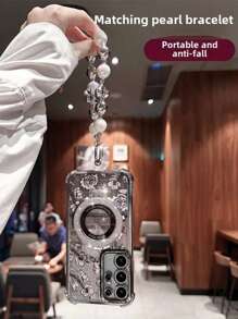 1 pieza Carcasa de teléfono de lujo con placa trasera transparente de acrílico + borde suave de TPU silicona, cobertura total, con cojín de aire en las esquinas, marco electrochapado, película para lente y orificios a prueba de polvo, compatible con iPhone 1 y Galaxy