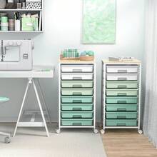 Rolling Storage Cart With Drawers,Utility Cart With 8 Drawers And Wooden Tabletop,Rolling Drawer Cart,Storage Drawer Cart For Living Room,Classroom,Bedroom,Bathroom,Dorm,Office,White