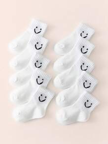 10 pares de calcetines de tripulación para niños, calcetines faciales para bebés al azar, calcetines lindos para chicos, medias Elastic coloridas, zapatos de piso para niñas y niños
