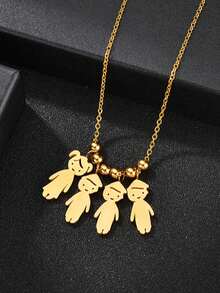 1 件定制不锈钢儿童吊坠项链，个性化手工 DIY 雕刻名字家庭项链 - 彩色 - 查看 20