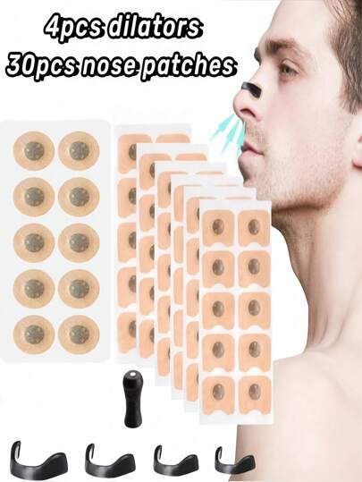 60 Stücke, Nasendilatator Streifen Set, schweißfeste magnetische Anti-Schnarch Streifen, wiederverwendbar, Schlafhilfe | Komfortabler Passform, ohne Strom oder Batterien benötigt, enthält 4 Größen Nasenpolster, einfaches Atmen in der Nacht | perfektes Geschenk für Schnarcher und deren Partner | Lösung um Schnarchen zu reduzieren
