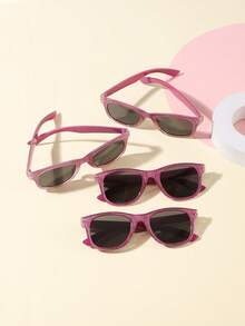 4 件装 9-14 岁男孩和女孩方形闪亮图案酷炫户外时尚眼镜，适合 2000 年代配饰和节日服装 - 彩色 - 查看 15