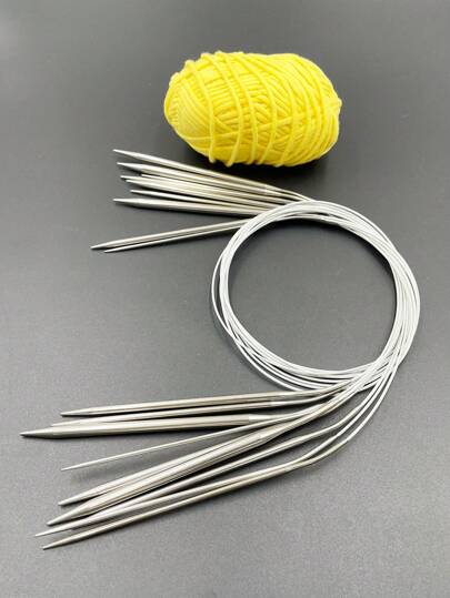 Aiguilles circulaires en acier inoxydable de 80 cm, aiguilles circulaires en argent flexibles convenant aux couvertures, chapeaux, écharpes, pulls et gros projets, idéales pour les débutants. Disponibles en plusieurs tailles : 2 mm, 2,5 mm, 3 mm, 3,5 mm, 4 mm, 4,5 mm, 5 mm, 5,5 mm, 6 mm