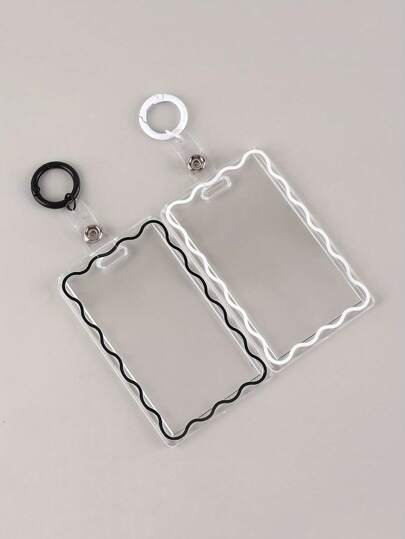 1pc Card Holder And 1 Key Ring Transparent Creative Acrylic Card Holder Student Campus Card Meal Card Protective Cover Key Ring, Office Supplies, School Supplies, Household Supplies, Suitable For Campus Card, Student Card, Medical Card, ID Card, Bank Card. Back To School, Office Supplies, Back To School Supplies