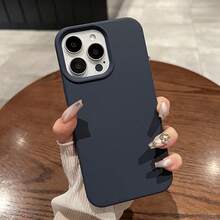 1 Creative Matte Candy Colored Minimalist Style Phone Case, Shockproof Protective Cover, Liquid Silicone Shell, Compatible With IPhone 17, 16, 15, 14, 13, 12, 11 Pro Max Plus 17Air - 黑色 - 查看 5