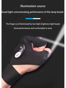 LED Illuminated Fishing Gloves For Emergency Repair, Night Fishing Lighting Gloves, Finger Lights Gloves