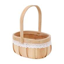 1 pieza Cesta de picnic tejida, cesta de flores de mimbre hecha a mano, cesta de almacenamiento de verduras, cesta para plantas suculentas, decoración y almacenamiento del hogar (diseño de encaje vintage o nuevo al azar, sin impacto en el uso)