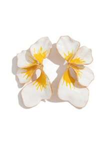 1 par de pendientes florales minimalistas para mujeres, diseño de nicho multicapa de metal exagerado con pétalos de flor - Pendientes de gota de aceite - Ver 12