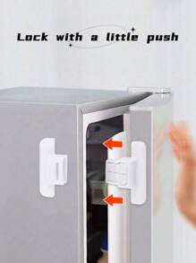 10 pezzi Serratura automatica per porta frigorifero, senza necessità di foratura, facile installazione, serratura di sicurezza per garantire cassetti e scatole di stoccaggio chiusi in modo sicuro, impedisce l'apertura della porta del frigorifero, adattabile universalmente per frigoriferi, cassetti e scatole di stoccaggio, design a doppia fibbia per prevenire l'apertura accidentale (colore e stile casuali)