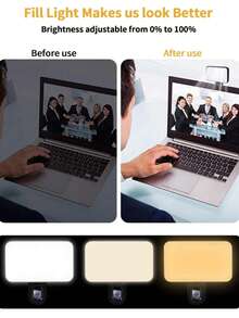 1 Pc LED Fill Light Selfie Light, LED Phone Light With 3 Lighting Mode, Portable Mini Clip-On Fill Light , Makeup, Live Stream, Conference Rechargeable Clip Video/Photos Light For Phone, Camera - Multicolor - View 2