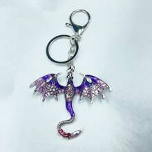 1 pieza Accesorio de mochila, llavero de pareja de dibujos animados con rhinestones con forma de murciélago, unicornio y dragón de aleación de zinc, estilo europeo y americano, accesorio de Halloween, regalo de broma para el coche