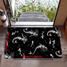 1pc Halloween Skull Pattern Printed Non-Slip Linen Kitchen Rug, Bathroom Mat, Doormat, Home Decor, Halloween Decoration, Halloween Gift, 3D Printed Rectangular, Suitable For Living Room, Bedroom, Hallway, Bathroom, Laundry Room - Polyester Carpet, Indoor & Outdoor Use