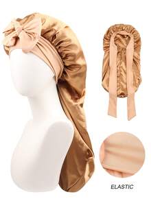 1 件女士长缎仿丝蝴蝶结睡帽，大号辫子卷发睡帽，适合睡眠和日常美容使用 - 彩色 - 查看 9