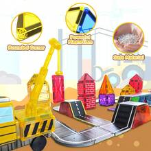 24/38 块磁性瓷砖玩具，儿童创意交通建设规划器，城市道路和火车轨道，适合男孩女孩节日生日礼物