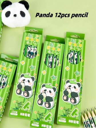 6pcs/12pcs/36pcs Panda Pencil Set, Highly Attractive Creative Student Stationery Pen Study Set, Painting Set, Color Style Random (1 Box Of 12pcs) Office Signature Supplies, (Need To Sharpen Your Own Pen) For Family, Friends, Colleague Office, School, Painting, Students, Markers, Stationery, Boys, Girls, School Supplies, Back To School Season, School Season