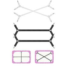 2 PCS Sujetadores de Sábanas, Correas de Fijación, Correas Elásticas Cruzadas Ajustables, Clips Planos para Sábanas para Colchones, Cojines de Sofá - Blanco - Ver 1