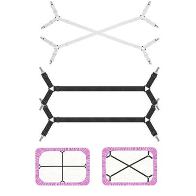 2 PCS Sujetadores de Sábanas, Correas de Fijación, Correas Elásticas Cruzadas Ajustables, Clips Planos para Sábanas para Colchones, Cojines de Sofá