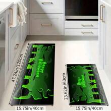 1/2 Piezas Felpudo de Halloween, con respaldo de goma, decoración de entrada de Halloween, decoración para interiores y exteriores, alfombra de cocina, alfombra de drenaje de poliéster, para cocina, sala de estar, entrada, balcón, decoración del hogar, resistente a las manchas, cafetería, bar, fiesta, regalo festivo, dormitorio, decoración del baño