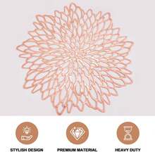 Pack Of 18 Rose Gold Placemats Bulk Metallic Pressed Vinyl For Dinning Table Mats Round Floral Charger Decoration For Weddings Christmas Holiday - Gold - View 2