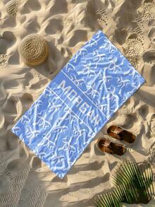 个性化儿童沙滩巾、儿童夏季生日礼物、夏日氛围、女孩海滩之旅、定制沙滩巾、游泳池、海滩装饰