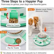 New-15  Dog Puzzle Toy 2 Levels, Slow Feeder, P Food Treat Feeding Dispenr For IQ Training And Entertainment For All Breeds (Green White) - 綠白 - 查看 3