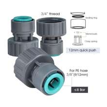 OD-12MM PE PU Tubing Fittings Quick Push Garden Water Connecters 3/8'' Hose Coupling Adapter Tap Valve Straight Tee Elbow Stakes