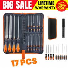 17Pc Metal File Set, Professional Files Tools, Premium Metal Files +Storage Bag, Needle Set Round Flat Triangular Half Round Square, Meet All Your Needs, DIY Tool Set - Black - View 2