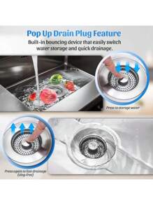 3-In-1 Stainless Steel Kitchen Sink Drain Strainer, Stopper & Odor Filter - Fit For US Standard 1/2 Inch Drains, Anti-Clogging Design With Multiple Compartments For Efficient Drainage, Kitchen Sink Accessory | Modern Sink Design | Highquality Steel