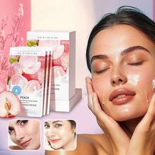 5/10片装 蜜桃烟酰胺焕肤面膜，精选蜜桃提取物，蕴含维生素，改善血液循环，紧致保湿，清洁补水面膜，令肌肤水润嫩滑有弹性，提升肌肤水分活力，调节水油，修复暗沉肌肤，深层修复面膜，男女适用，适合所有肤质 - 彩色 - 查看 1
