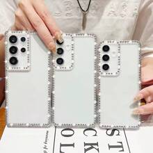 Hermosa funda de teléfono móvil de TPU con brillo y diamantes incrustados, compatible con SAMSUNG S25Edge S25 S25Plus S25Ultra S24 S24Plus S24Ultra S23 S23FE S23Ultra S22 S22Ultra S22 S21FE S20FE A14 A15 A16 A17 A53 A54 A55 A25 A35 A25 A36 A56 y compatible con iPhone