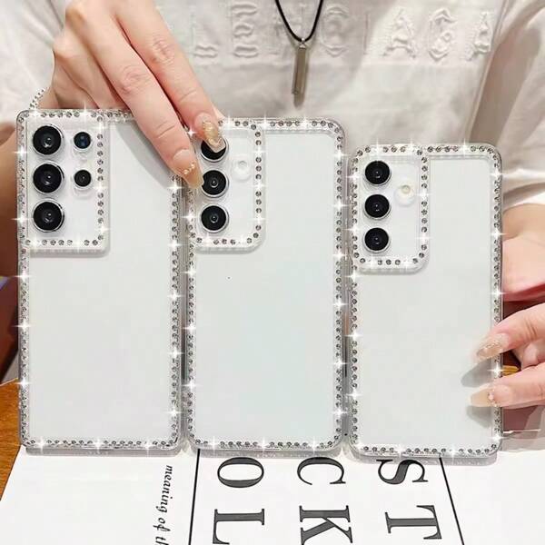 Sequins Simple TPU High-Transparent Point Drilling Mobile Phone Case For Compatible With SAMSUNG S25Edge S25 S25Plus S25Ultra S24 S24Plus S24Ultra S23 S23FE S23Ultra S22 S22Ultra S22 S21FE S20FE A14 A15 A16 A53 A54 A55 A25 A35 A25 A36 A56