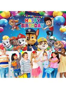 Paw Patrol 1 pieza Patrulla Canina Mantel de mesa de fiesta de cumpleaños, decoración de fondo para fiesta de cumpleaños, telón de fondo para photocall de estudio, 82.7*59.1/59.1*39.4/39.4*29.5 pulgadas