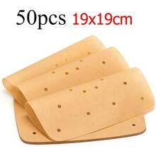 Papel pergamino para freidora de aire mejorado, revestimiento de papel desechable para freidora de aire, papeles pergamino perforados cuadrados, 50/Uds. - 100 piezas 21,6 x 21,6 cm - Ver 5