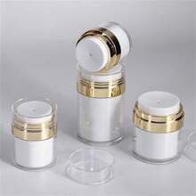 按压式真空面霜瓶，真空磨砂玻璃瓶保湿泵容器15ml/30ml/50ml按压瓶，化妆品面霜乳液软膏泵旅行瓶罐带盖，护肤霜/乳液/旅行储物容器 - 白色 - 查看 5