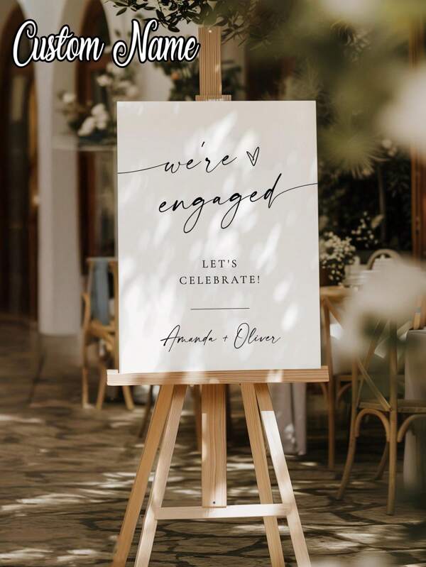 1pc- Custom Minimalist Engagement Poster, We're Engaged, Purchase Product Wedding Welcome Sign, Bohemian Engagement Reception, Modern Minimalist Sign, Bohemian Engagement Sign, Let Our Party, Minimalist Wedding Welcome Sign, Multi-Functional, Exquisite, Stylish, High-Quality, Colorful, Modern, Custom, Personalized, Unique, Ideal Gifts For Him, Tea Room, Home, Garden, Office, For Anniversaries, For Valentine's Day, For Mother's Day, For Birthdays, For Father's Day, For Graduation, For Weddings, For Housewarming