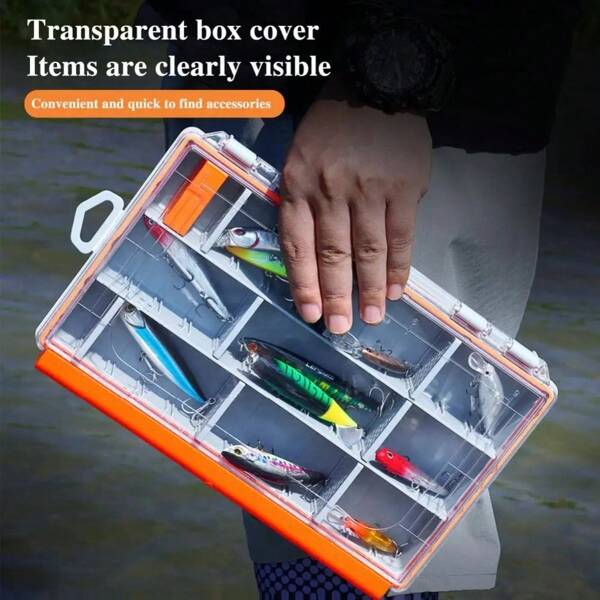 Caja de aparejos de pesca impermeable de gran capacidad, caja de almacenamiento de herramientas y accesorios de pesca, incluye anzuelos, señuelos y cebos falsos