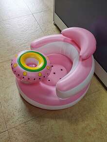 1 st multifunktionell uppblåsbar babystol och badpall, UFO uppblåsbar skolstol babystol för spädbarn 3 månader och uppåt sommaruppblåsbar babystol babyshowerstol golvsits, ryggstödssoffa för spädbarn