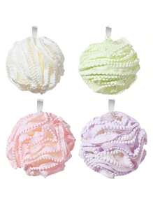 Éponge de douche à pompons en dentelle, boule de bain en maille exfoliante pour hommes et femmes, rentrée scolaire