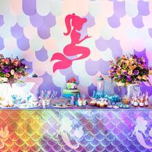 1/3pcs Mermaid Rainbow Plastic Tablecloth, Holographic Mermaid Tablecloth Disposable Tablecloth For Girls Birthday Wedding Disco Holiday Mermaid Theme Party Decoration - Multicolor - View 6