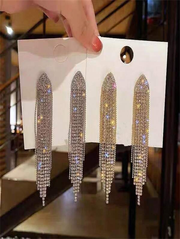 1 Pair Of Shiny Geometric Pendant Earrings With Beads And Tassels Suitable For Women's Daily Parties, Evening Parties, Tourism, Mother's Day, Back To School Season, Valentine's Day, And Exchanging Gifts With Girlfriends For Halloween