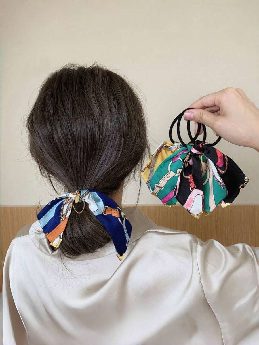 1 件女士蝴蝶结发圈，简约优雅丝绸质感发饰，时尚发带，蝴蝶结配饰，发带，发饰，马尾辫夹，发圈，发胶 - 彩色 - 查看 1