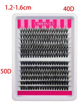 LASHERNALA 戏剧性浓密 40D+50D 单根睫毛 12-16 毫米混合装，12 托盘 240 片，防水貂皮睫毛，3D 浓密和放大，适合 DIY 使用，适合日常化妆或外出