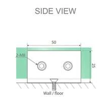 90cm Frameless Shower Screen With Black Brackets & Stainless Steel Hinges, Round Knob Handle - Wall To Wall Installation