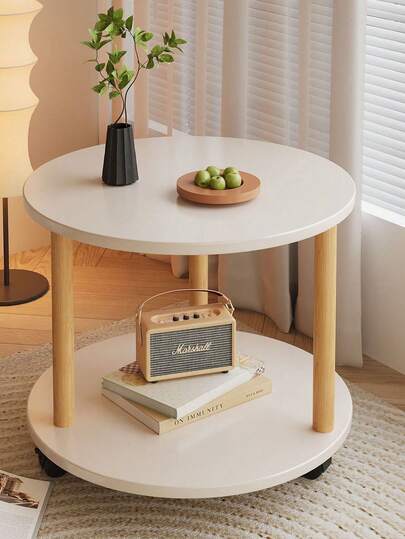 1 件复古工业风卷边桌 - 节省空间的可移动边桌，带锁定脚轮，适合小空间 | 多功能床头柜、咖啡桌和植物架 | 农舍公寓装饰