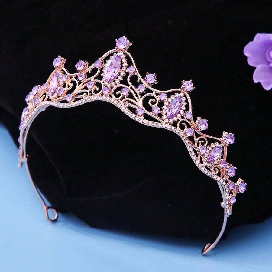 1pc Princess Crystal Crown Headband, Sweet Luxury Women Hair Accessories, Ideal Birthday Gift, School Stuff, Tiara Crown, Wedding, Bridesmaids Gifts, Looks Of Party, Festival Outfits, Rave Accessories