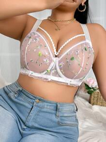大码女士时尚刺绣舒适钢圈文胸
