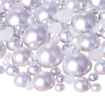 混合尺寸 2-10 毫米 1100 件 20 克 AB 多色仿半圆形珍珠平底 ABS 塑料珠适用于艺术 DIY 珠宝工艺品