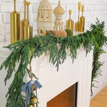 1pc - 6ft - Artificial Norfolk Pine Garland, Winter Pine Vine, Green Artificial Foliage Vine, Suitable For Tabletop, Fireplace, Wall, Indoor Stairs, Perfect For DIY Christmas Wreath, Christmas, Valentine's Day, Scene Setup, Indoor Decor, Suitable For Graduation Gift, Bachelorette Party Gift, Bridesmaid Gift, Father's Day Gift - Multicolor - View 9